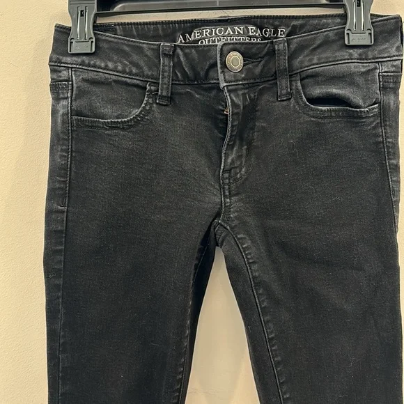 🌺American Eagle Outfitters Super Stretch Size 2 Skinny Jeans Jeggings Black - Picture 3 of 5
